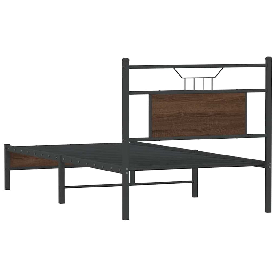 Bedframe zonder matras bewerkt hout bruin eikenkleur 75x190 cm