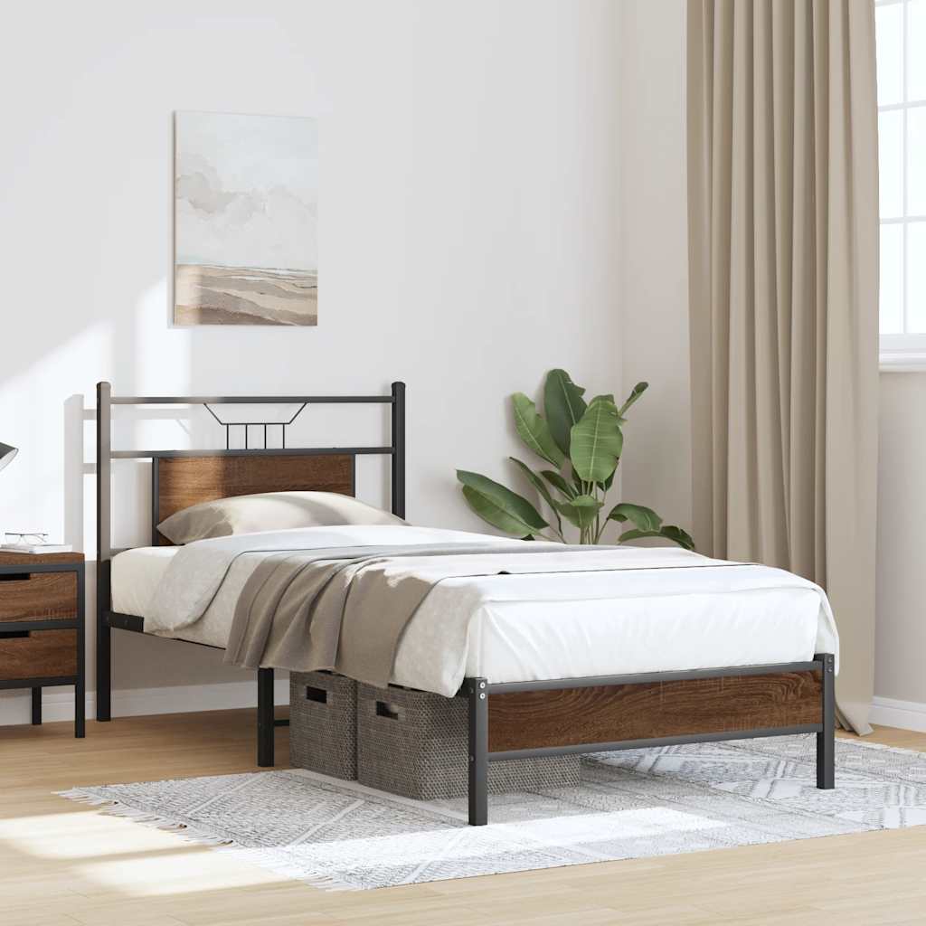 Bedframe Zonder Matras Bewerkt Hout 80 x 200 cm bruin eikenkleur