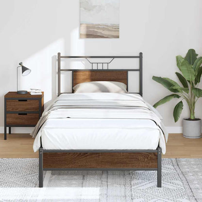 Bedframe Zonder Matras Bewerkt Hout 80 x 200 cm bruin eikenkleur