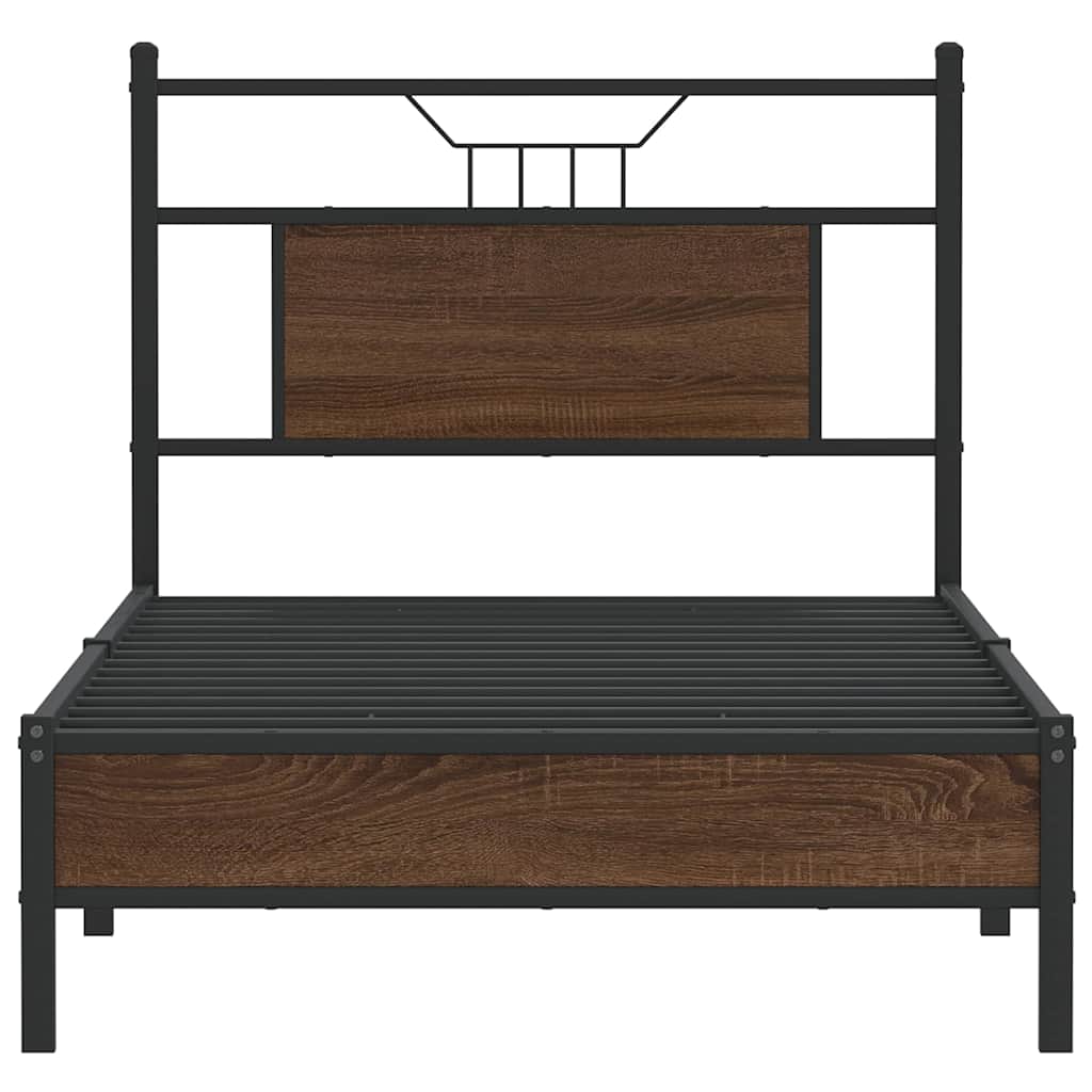 Bedframe Zonder Matras Bewerkt Hout 80 x 200 cm bruin eikenkleur