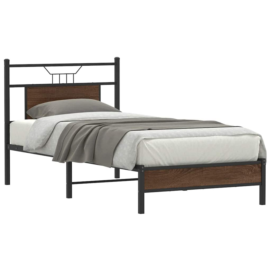 Bedframe Zonder Matras Bewerkt Hout 80 x 200 cm bruin eikenkleur