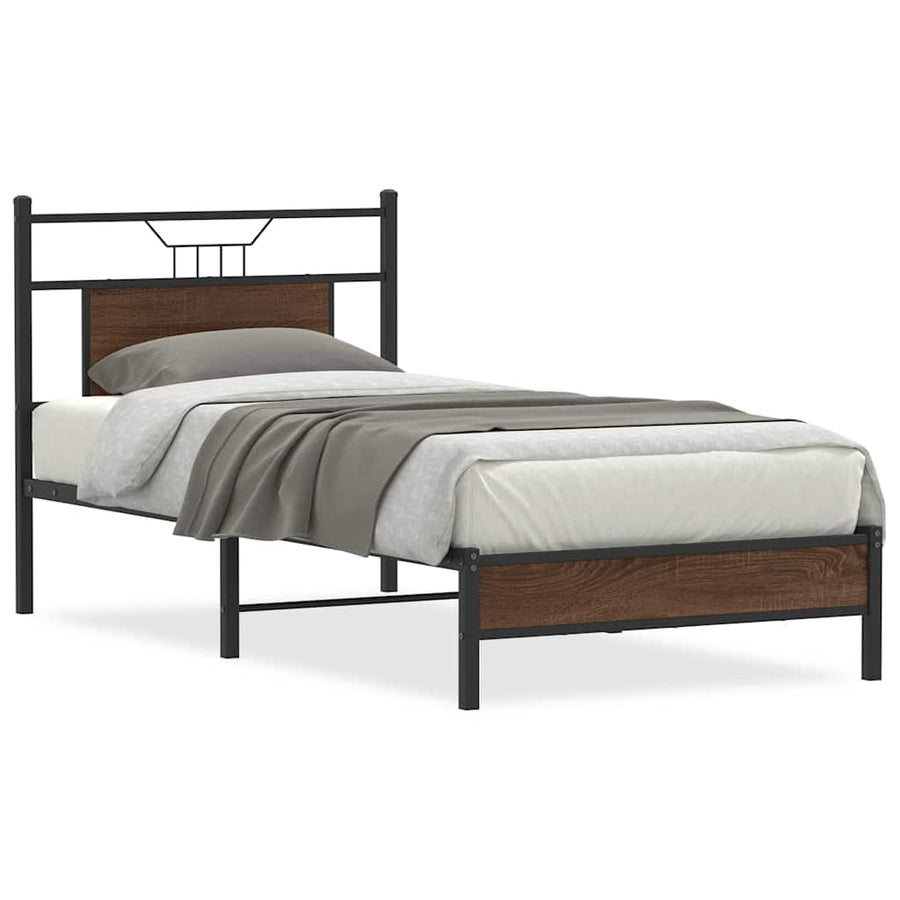 Bedframe Zonder Matras Bewerkt Hout 90 x 190 cm bruin eikenkleur