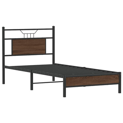 Bedframe Zonder Matras Bewerkt Hout 90 x 190 cm bruin eikenkleur