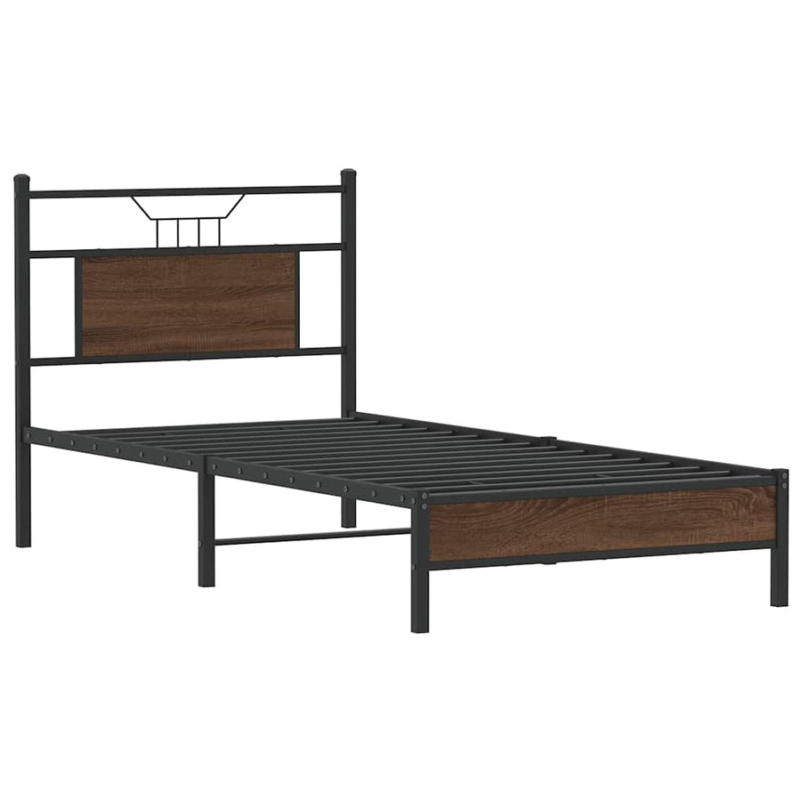 Bedframe Zonder Matras Bewerkt Hout 90 x 190 cm bruin eikenkleur