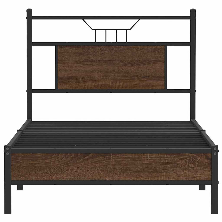 Bedframe Zonder Matras Bewerkt Hout 90 x 190 cm bruin eikenkleur