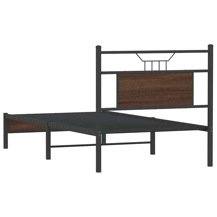 Bedframe Zonder Matras Bewerkt Hout 90 x 190 cm bruin eikenkleur