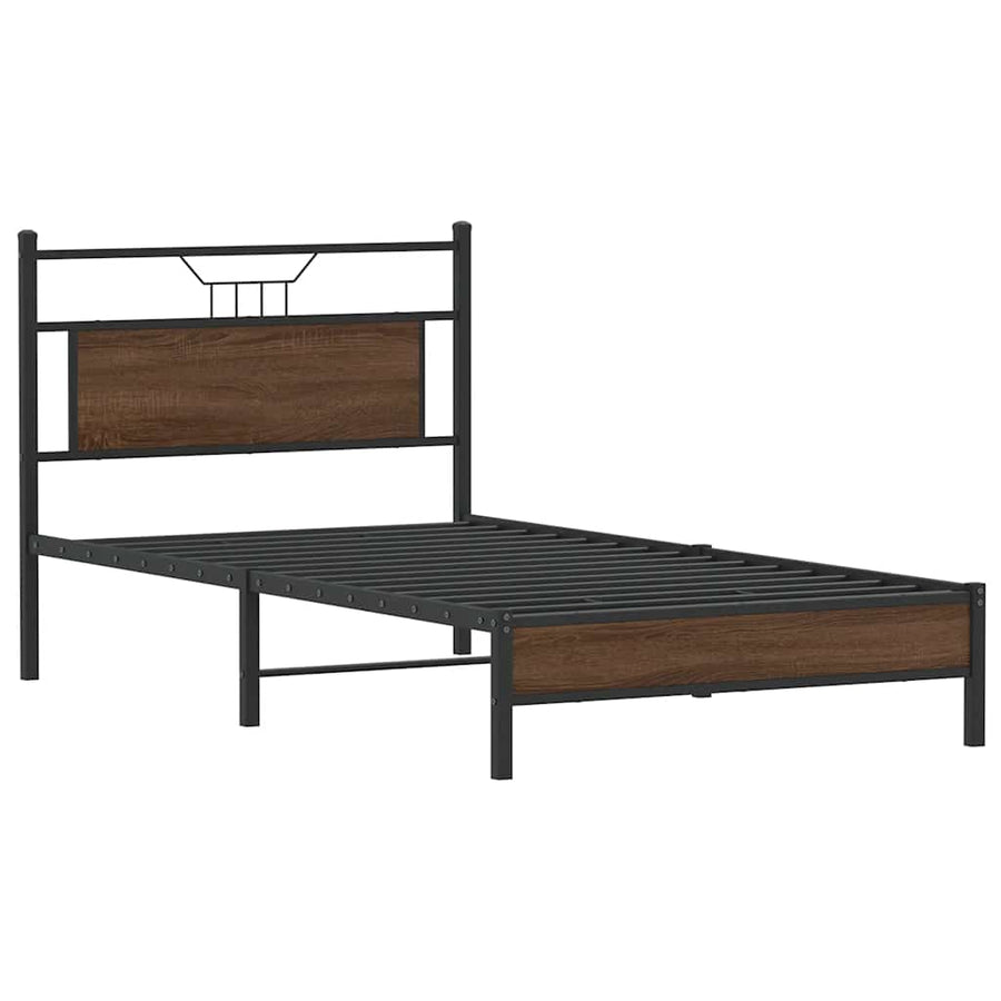 Bedframe Zonder Matras Bewerkt Hout 100 x 190 cm bruin eikenkleur