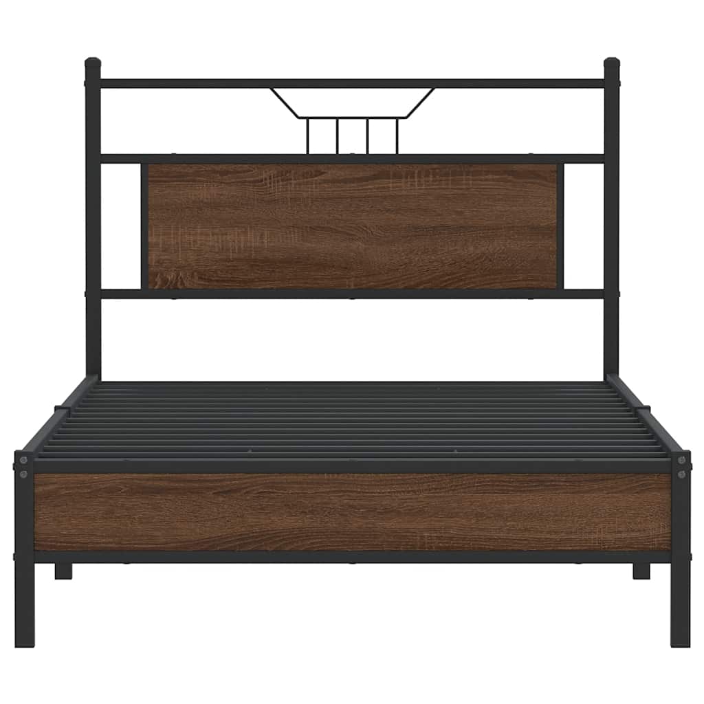 Bedframe Zonder Matras Bewerkt Hout 100 x 190 cm bruin eikenkleur