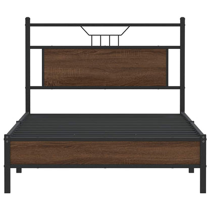 Bedframe Zonder Matras Bewerkt Hout 100 x 190 cm bruin eikenkleur