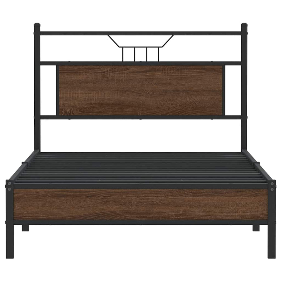 Bedframe Zonder Matras Bewerkt Hout 100 x 190 cm bruin eikenkleur