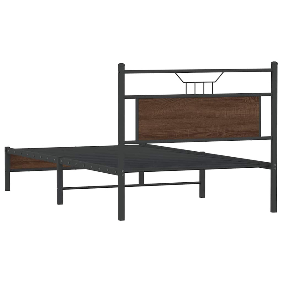 Bedframe Zonder Matras Bewerkt Hout 100 x 190 cm bruin eikenkleur