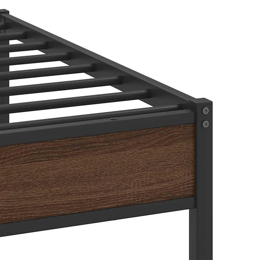 Bedframe Zonder Matras Bewerkt Hout 100 x 190 cm bruin eikenkleur