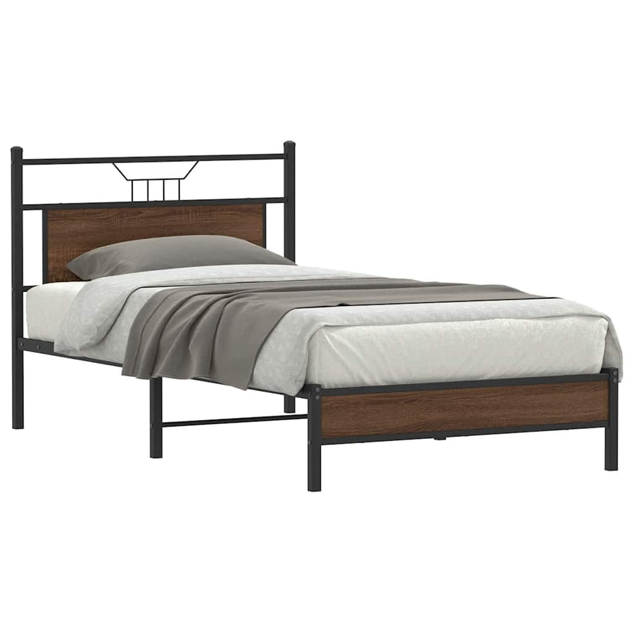 Bedframe Zonder Matras Bewerkt Hout 100 x 190 cm bruin eikenkleur