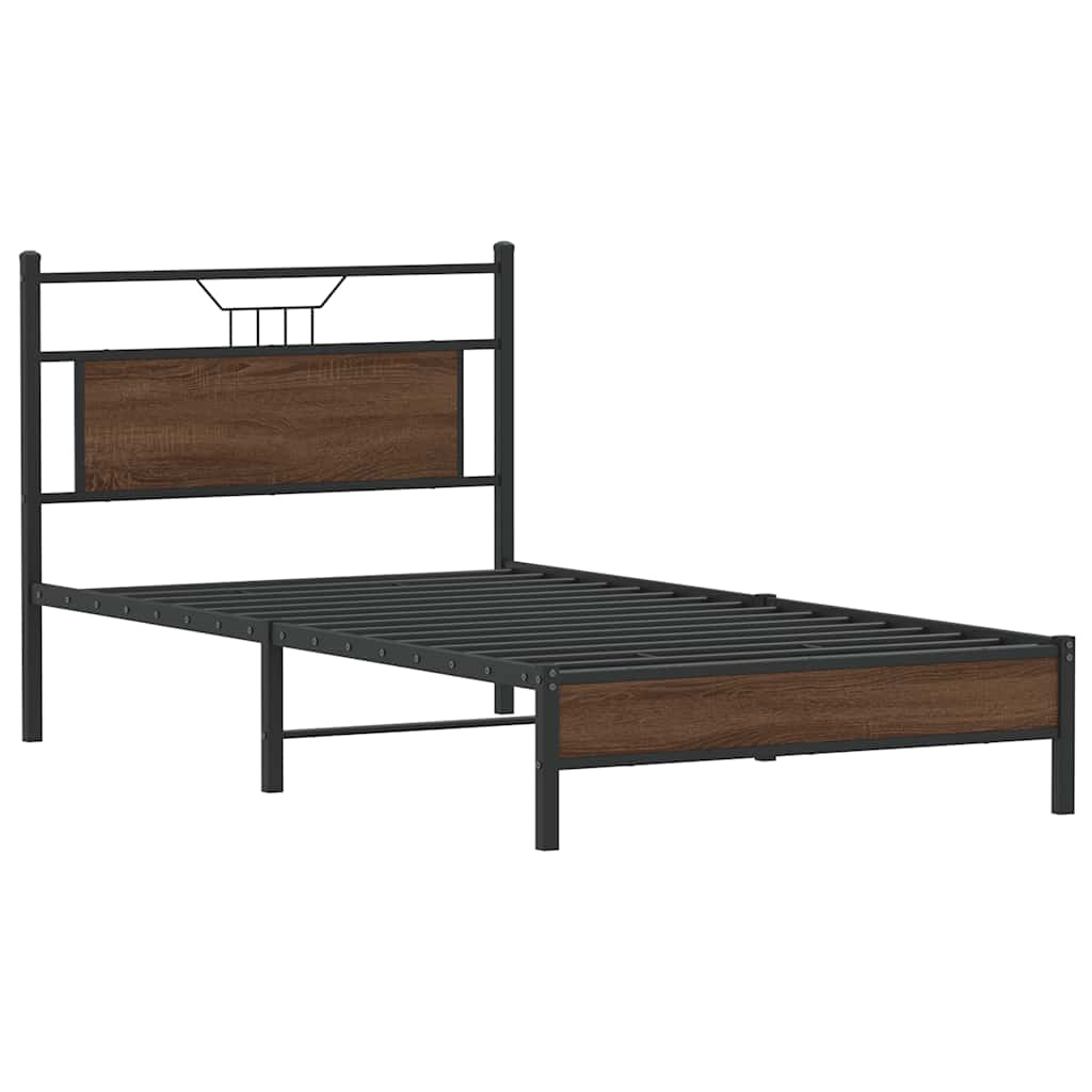 Bedframe Zonder Matras Bewerkt Hout 100 x 200 cm bruin eikenkleur