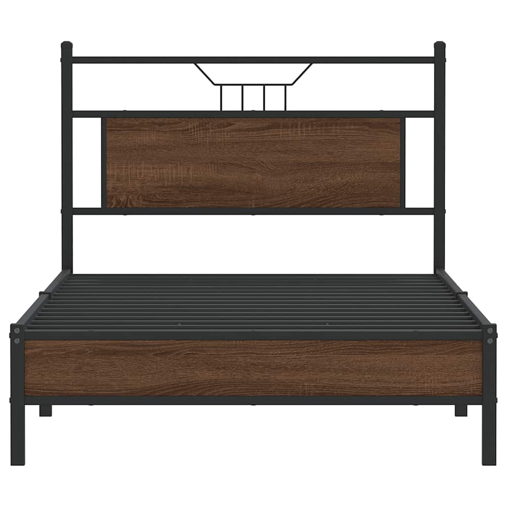Bedframe Zonder Matras Bewerkt Hout 100 x 200 cm bruin eikenkleur