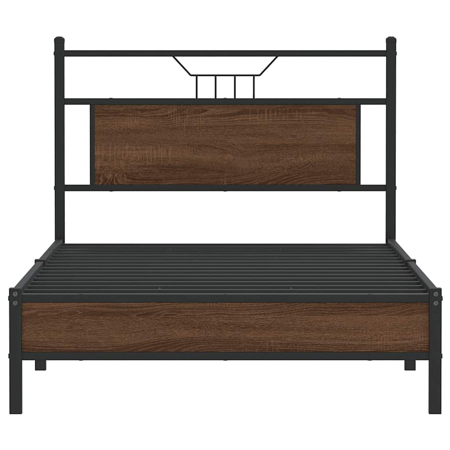 Bedframe Zonder Matras Bewerkt Hout 100 x 200 cm bruin eikenkleur