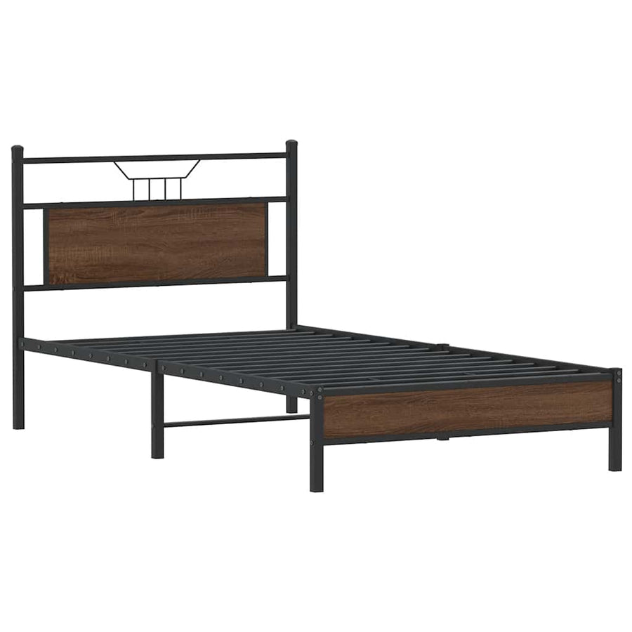 Bedframe Zonder Matras Spaanplaat Ig 107 x 203 cm bruin eikenkleur