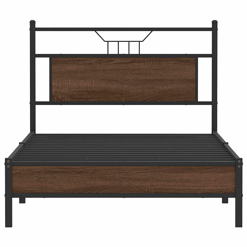 Bedframe Zonder Matras Spaanplaat Ig 107 x 203 cm bruin eikenkleur
