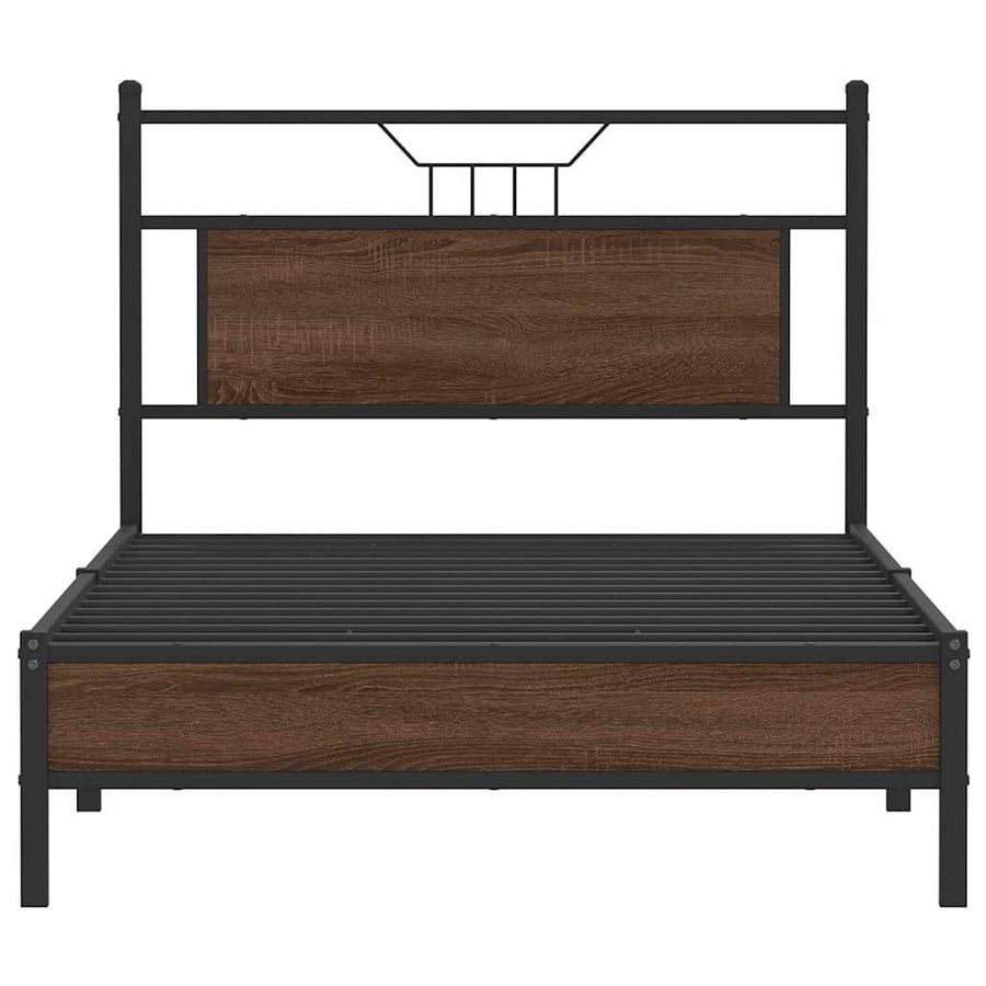 Bedframe Zonder Matras Spaanplaat Ig 107 x 203 cm bruin eikenkleur