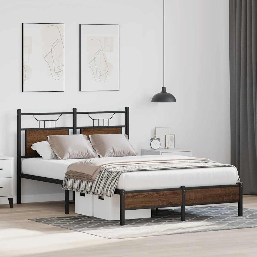 Bedframe Zonder Matras Bewerkt Hout 120 x 200 cm bruin eikenkleur