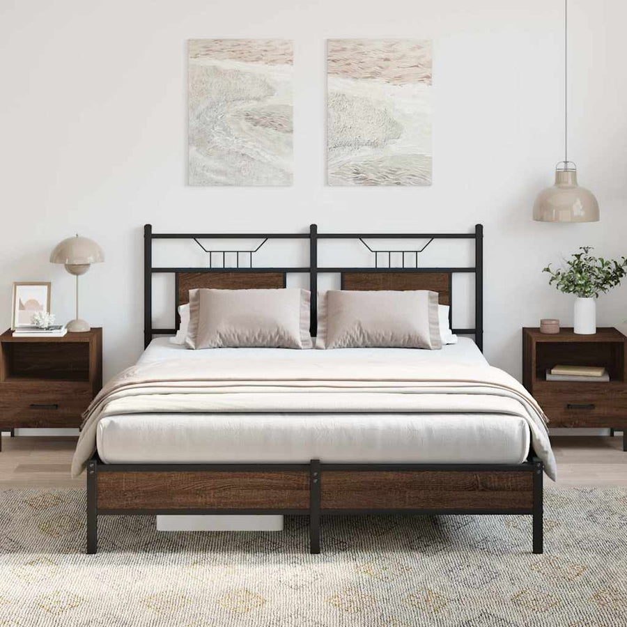 Bedframe Zonder Matras Bewerkt Hout 137 x 190 cm bruin eikenkleur