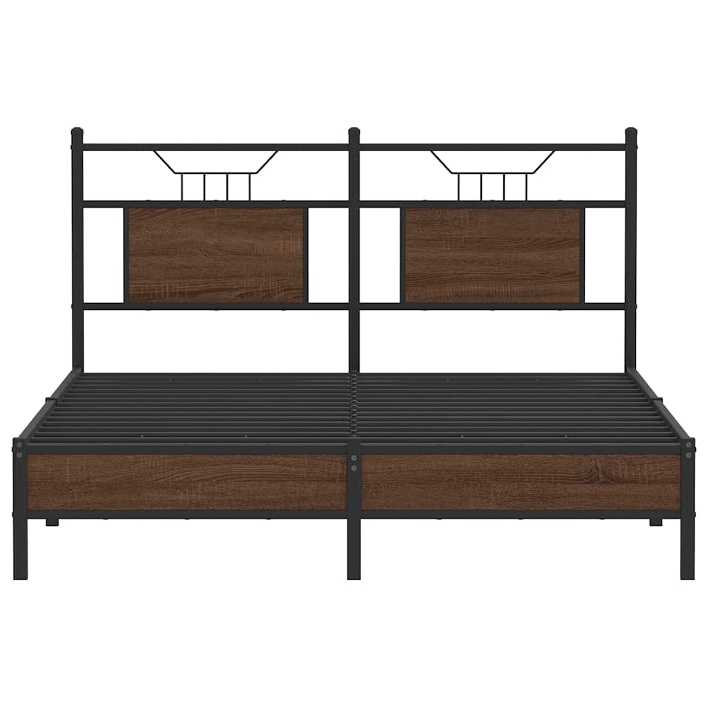 Bedframe Zonder Matras Bewerkt Hout 137 x 190 cm bruin eikenkleur