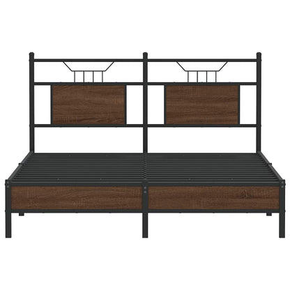 Bedframe Zonder Matras Bewerkt Hout 137 x 190 cm bruin eikenkleur