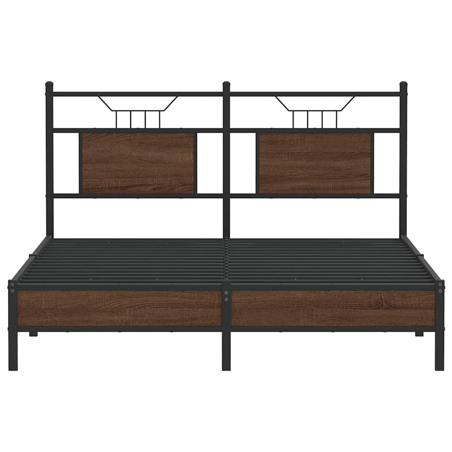 Bedframe Zonder Matras Bewerkt Hout 137 x 190 cm bruin eikenkleur