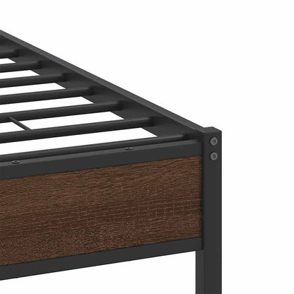 Bedframe Zonder Matras Bewerkt Hout 137 x 190 cm bruin eikenkleur