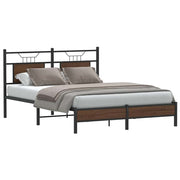 Bedframe 137x190 cm bewerkt hout bruin eikenkleur
