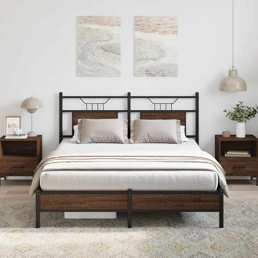 Bedframe Zonder Matras Bewerkt Hout 140 x 190 cm bruin eikenkleur