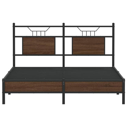 Bedframe Zonder Matras Bewerkt Hout 140 x 190 cm bruin eikenkleur