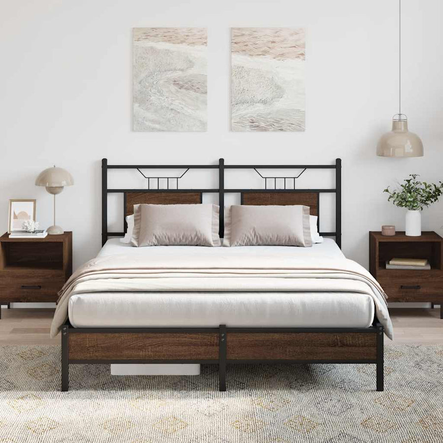 Bedframe Zonder Matras Bewerkt Hout 140 x 200 cm bruin eikenkleur