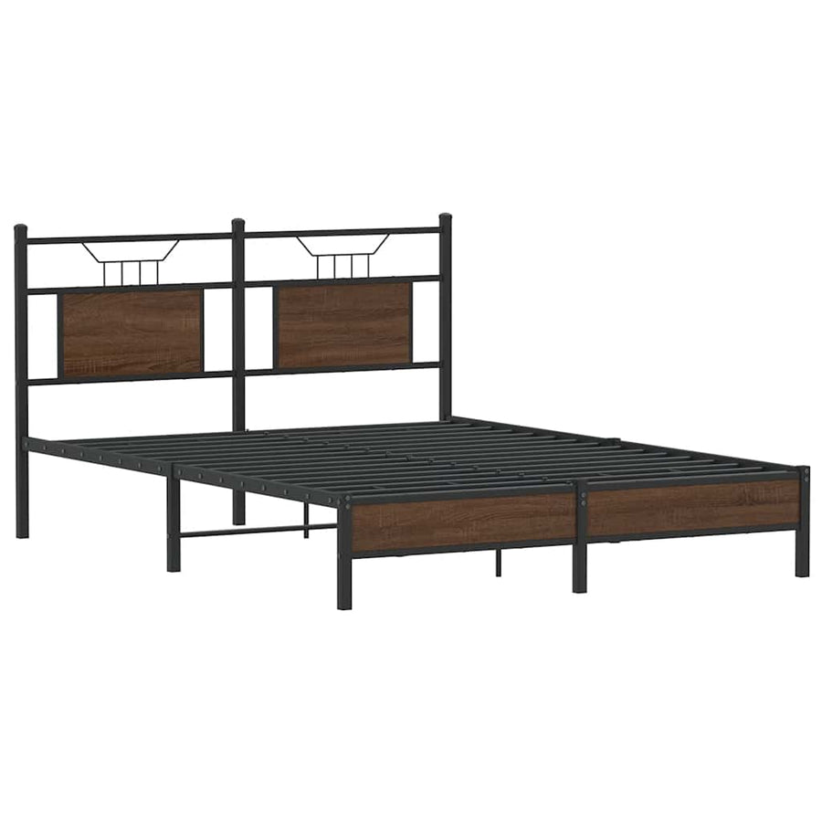 Bedframe Zonder Matras Bewerkt Hout 150 x 200 cm bruin eikenkleur