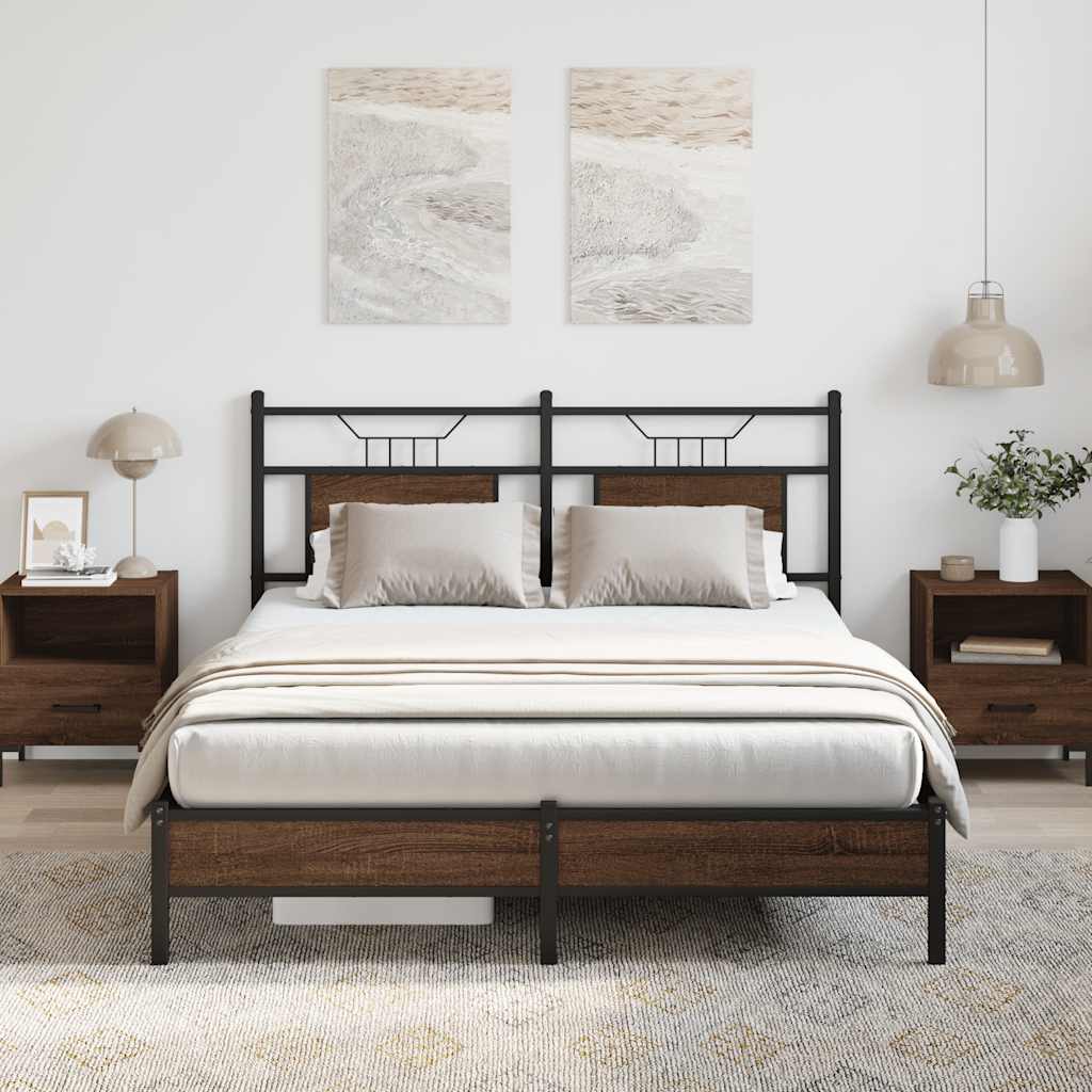 Bedframe Zonder Matras Bewerkt Hout 150 x 200 cm bruin eikenkleur