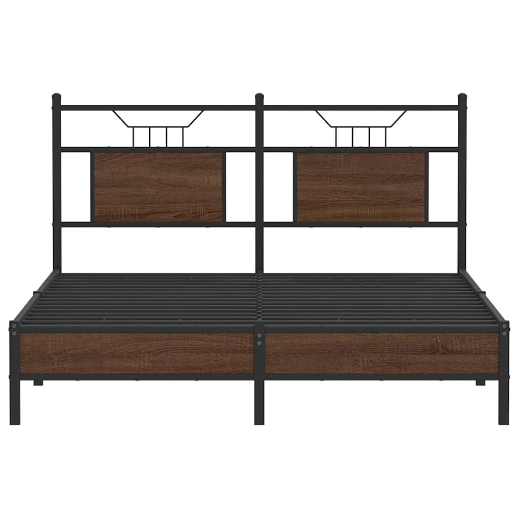 Bedframe Zonder Matras Bewerkt Hout 150 x 200 cm bruin eikenkleur