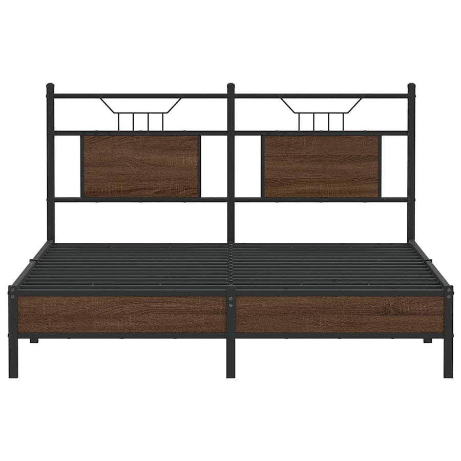 Bedframe Zonder Matras Bewerkt Hout 150 x 200 cm bruin eikenkleur