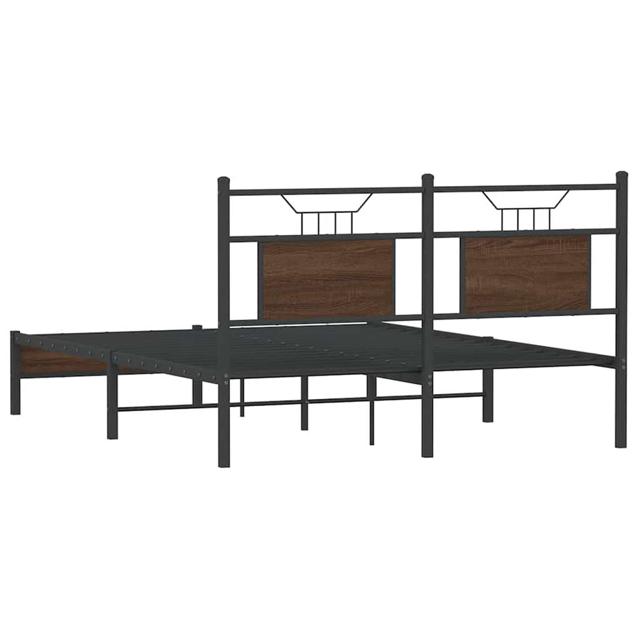 Bedframe Zonder Matras Bewerkt Hout 150 x 200 cm bruin eikenkleur