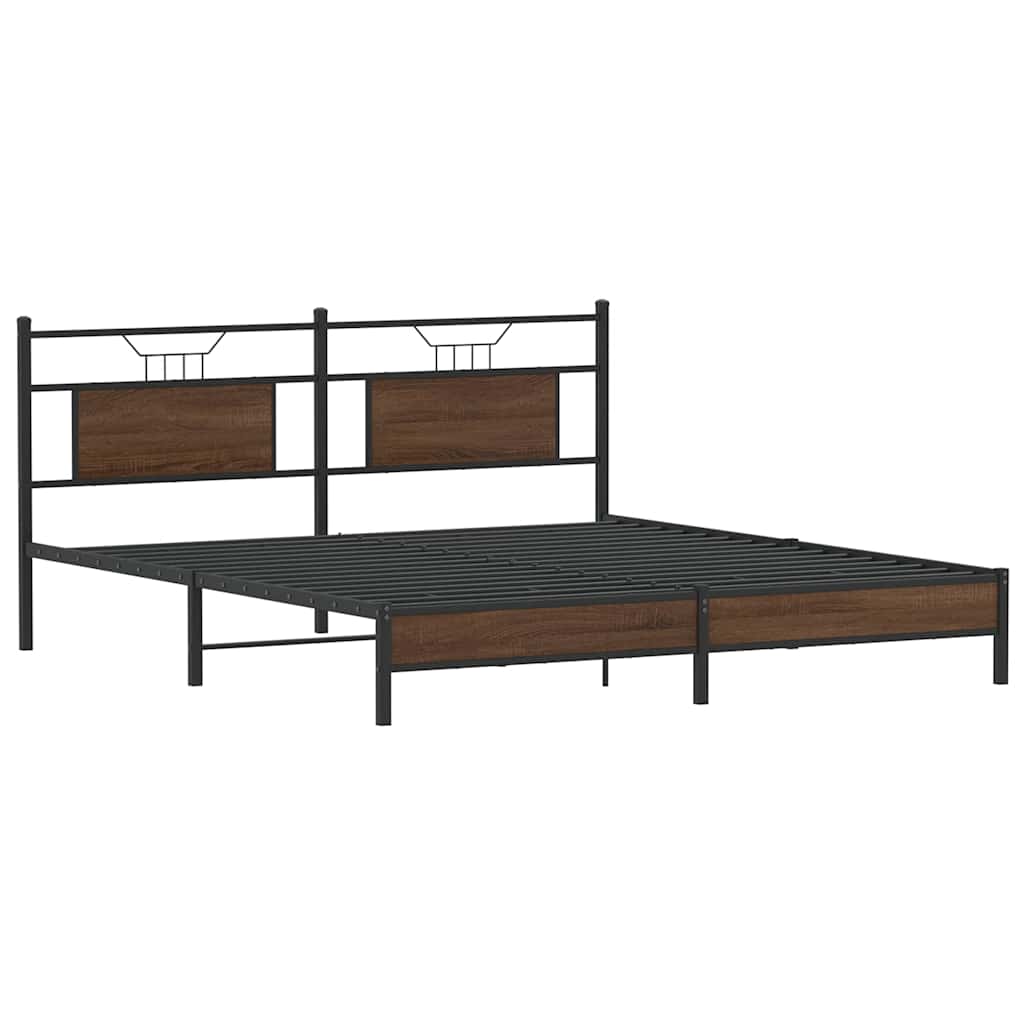 Bedframe Zonder Matras Bewerkt Hout 160 x 200 cm bruin eikenkleur