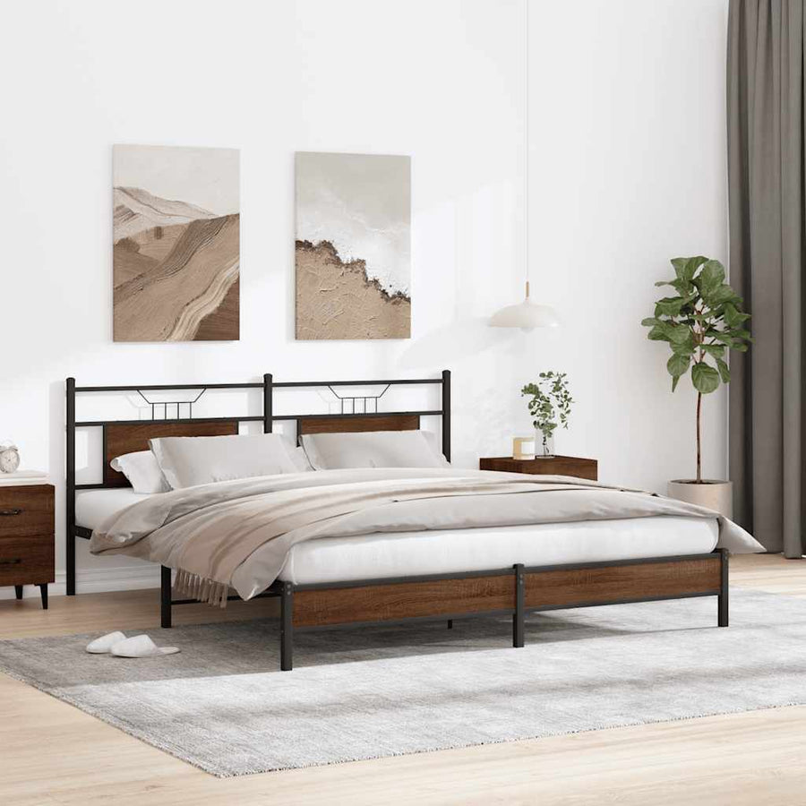 Bedframe Zonder Matras Bewerkt Hout 160 x 200 cm bruin eikenkleur