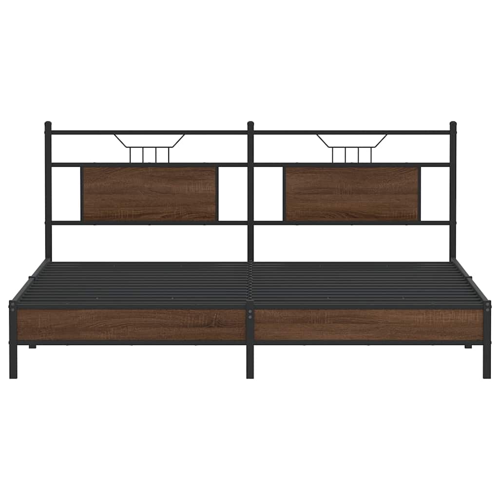 Bedframe Zonder Matras Bewerkt Hout 160 x 200 cm bruin eikenkleur