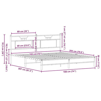 Bedframe Zonder Matras Bewerkt Hout 183 x 203 cm bruin eikenkleur