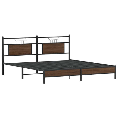 Bedframe Zonder Matras Spaanplaat Ig 183 x 213 cm bruin eikenkleur