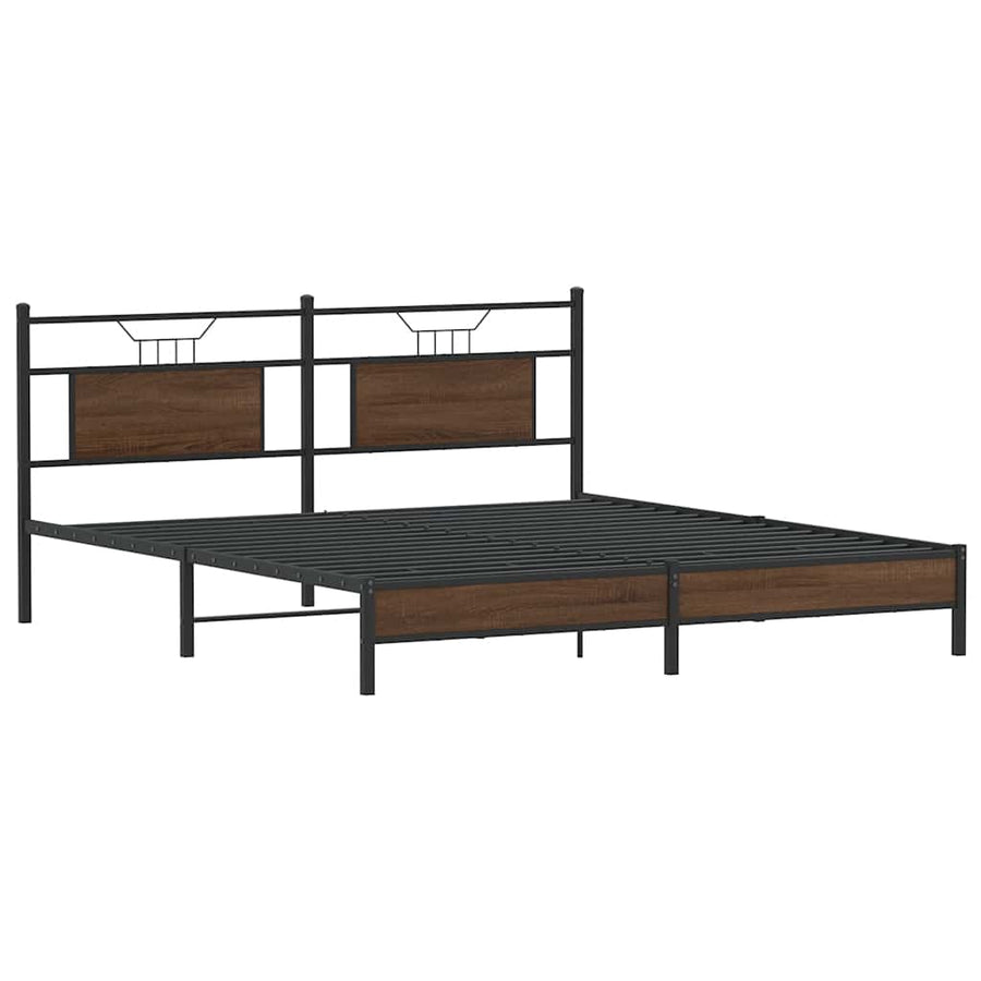 Bedframe Zonder Matras Spaanplaat Ig 183 x 213 cm bruin eikenkleur