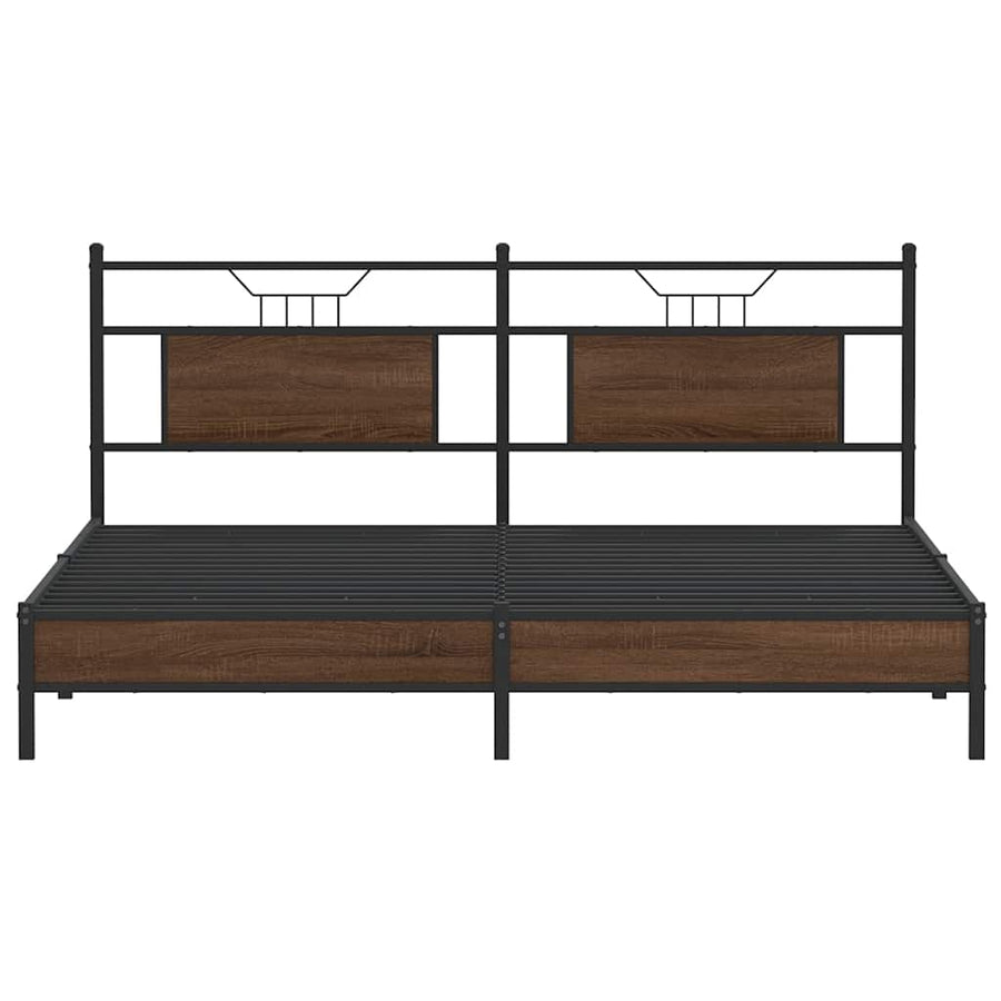 Bedframe Zonder Matras Spaanplaat Ig 183 x 213 cm bruin eikenkleur