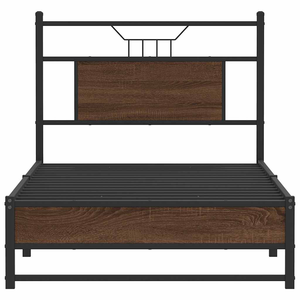 Bedframe Zonder Matras Bewerkt Hout 75 x 190 cm bruin eikenkleur