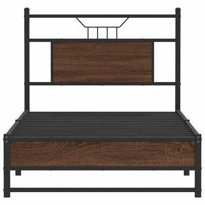 Bedframe Zonder Matras Bewerkt Hout 75 x 190 cm bruin eikenkleur