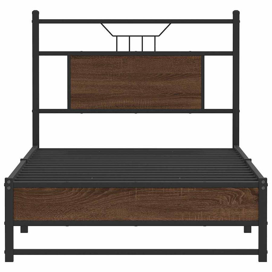 Bedframe Zonder Matras Bewerkt Hout 75 x 190 cm bruin eikenkleur