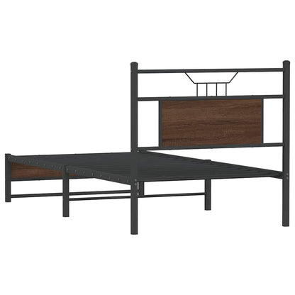 Bedframe Zonder Matras Bewerkt Hout 75 x 190 cm bruin eikenkleur
