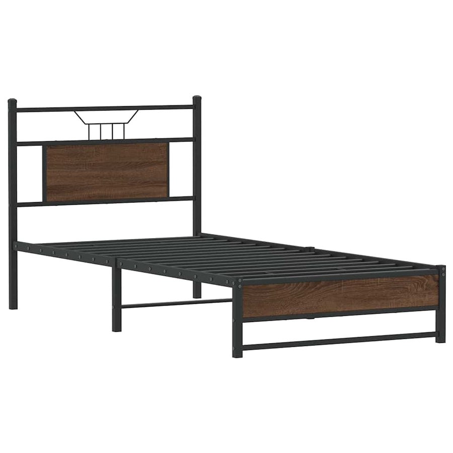 Bedframe Zonder Matras Bewerkt Hout 80 x 200 cm bruin eikenkleur